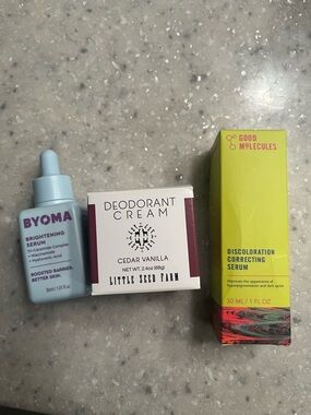 BYOMA, Good molecules serums and little seed farm deodorant